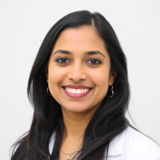 Headshot of Dr. Anya Sharma, smiling and wearing a white coat.
